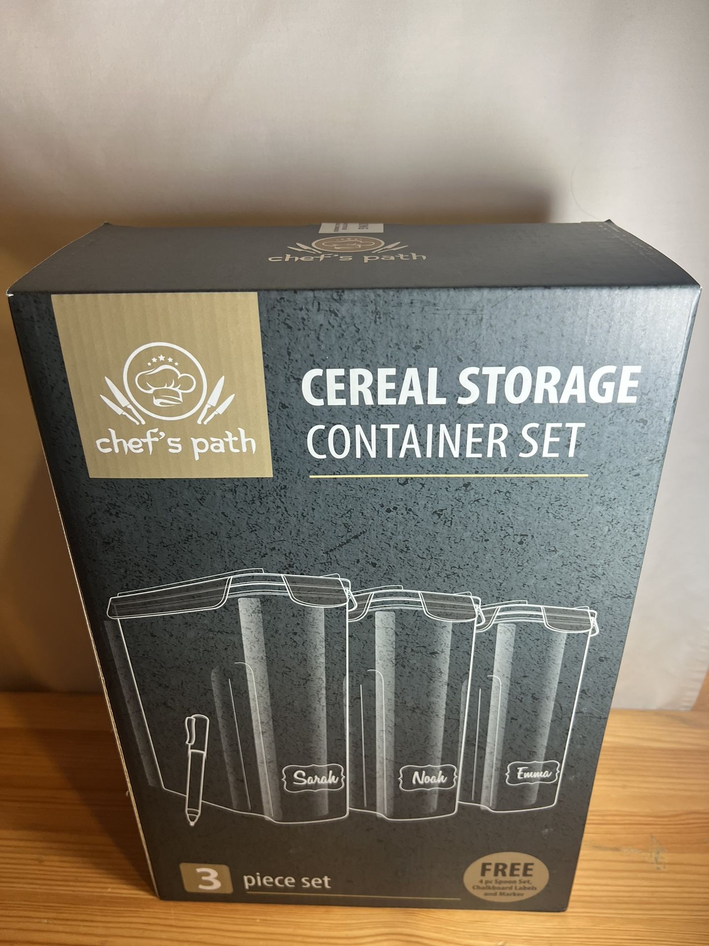 Chef's Path Cereal Containers Storage Set, Airtight Food Storage Containers, Kitchen & Pantry Organization, 8 Labels, Spoon Set & Pen, Great for Flour