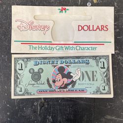 1987 Disney Dollar With Holiday Envelope