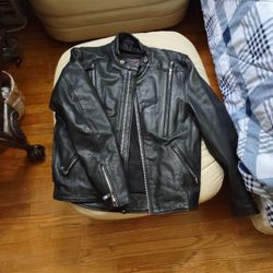 First Classic Leather Motorcycle Jacket, Black, Small 