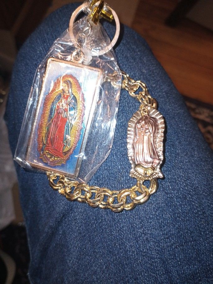 Bracelet And Keychain Gold Our Lady of Guadalupe