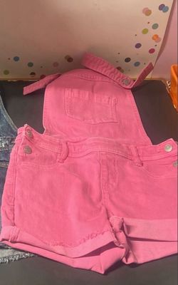 Little Girls Overall Denim Shorts Size 8 NEW