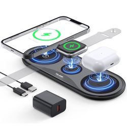 Wireless Charging Pad, Portable Wireless Chargers for Multiple Devices, Wireless Charging Station for iPhone 16 15 14 13 12 11 Pro Max, for Apple Watc