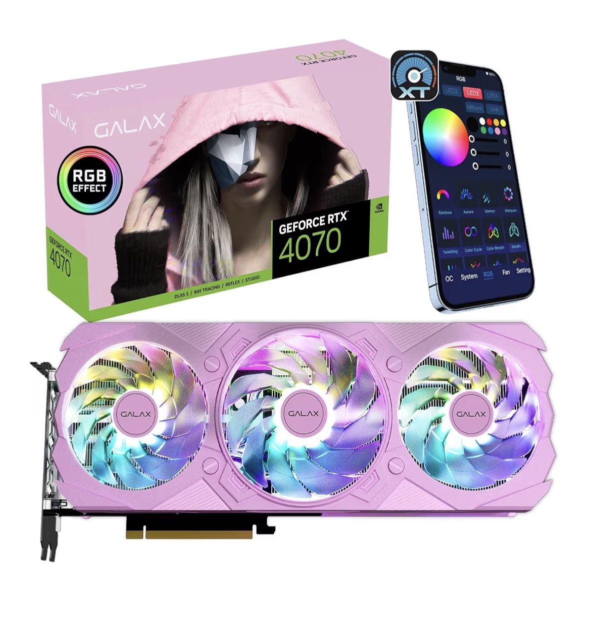 GALAX GeForce RTX™ 4070 EX Gamer Pink 1-Click OC, Xtreme Tuner App Control, 12GB, GDDR6X, 192-bit, DP*3/HDMI 2.1/DLSS 3/Gaming Graphics Card (with ARG