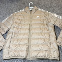 Tan Adidas Puffer Jacket,Size XL.