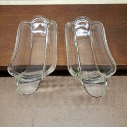 Pair Of Banana Split Clear Serving Dessert Glass  Dish