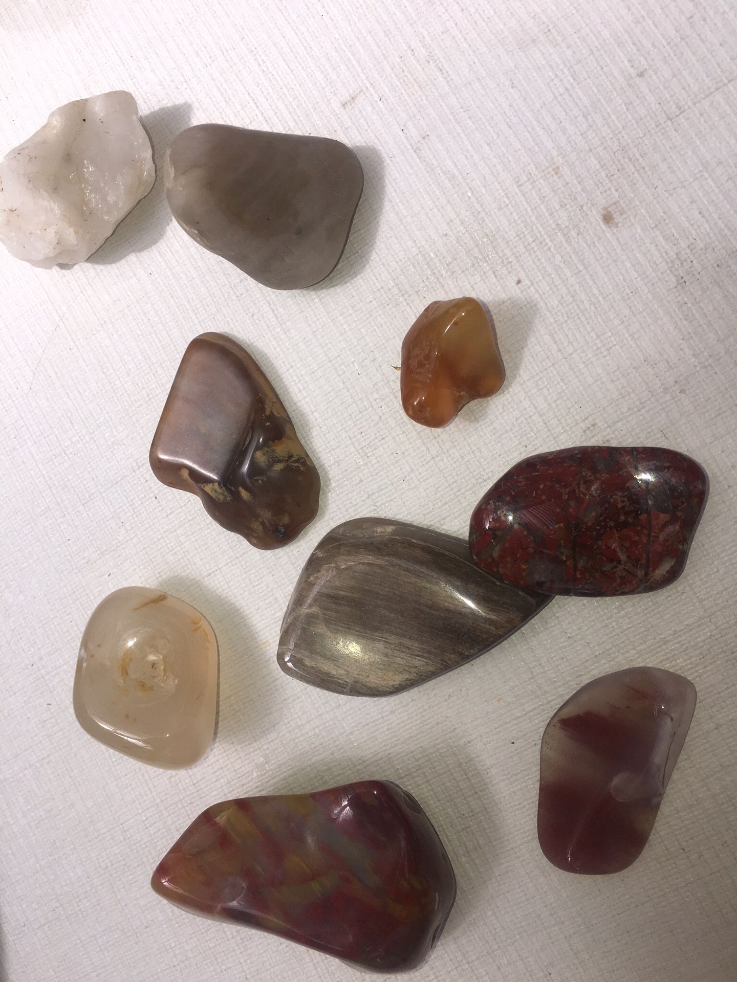 Tumbled stones! Picture jaspers and raw garnet, moonstones all available upon request