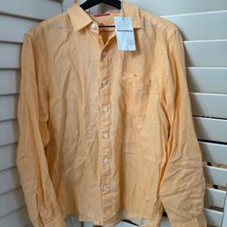 Tommy Bahama Orange Long Sleeve Mens Linen Shirt M