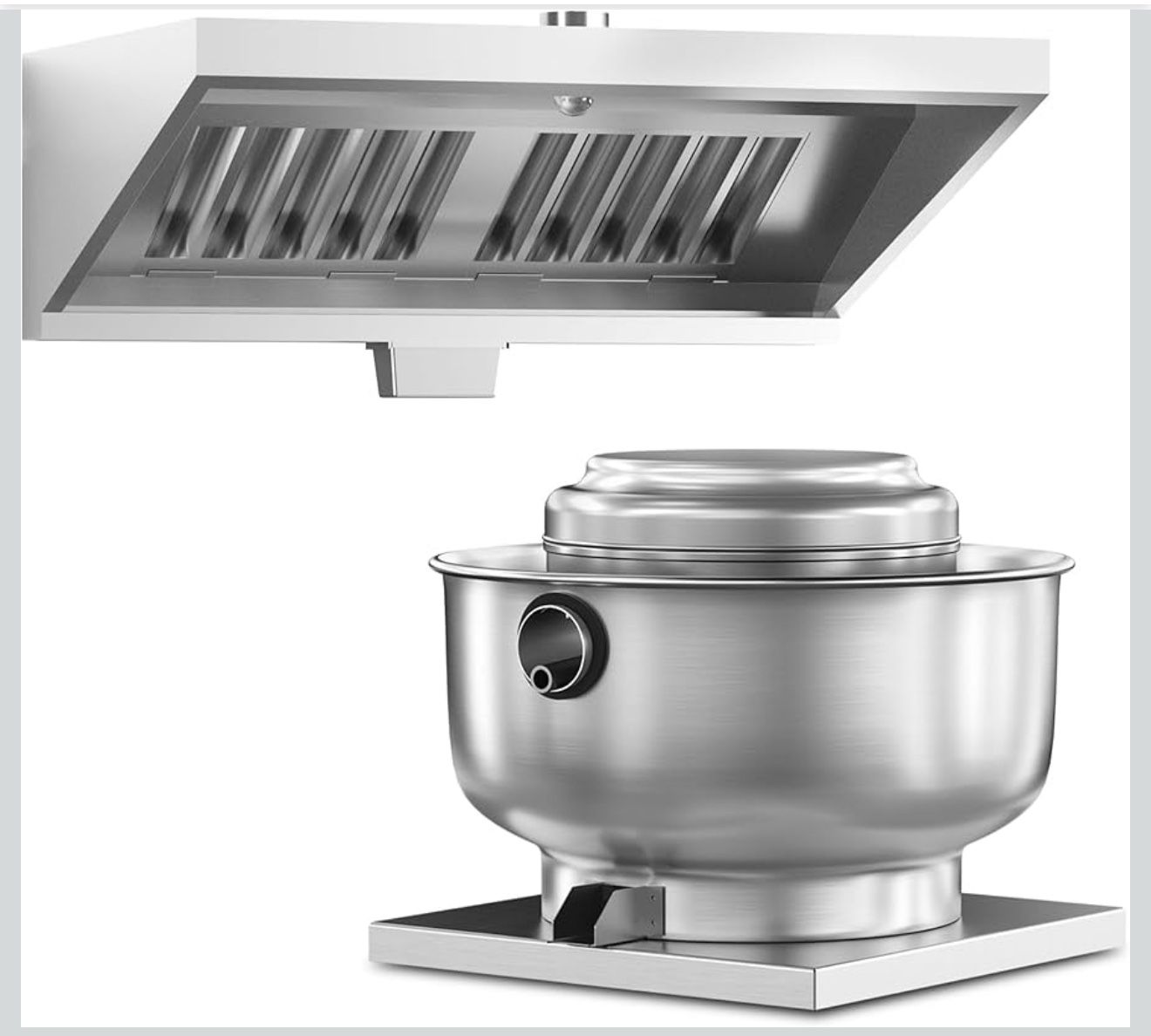 Food Truck Low Profile Exhaust Hood System Includes a 4FT Stainless Steel Commercial Exhaust Hood and an 0.25HP Restaurant Canopy Hood Grease Rated Ex