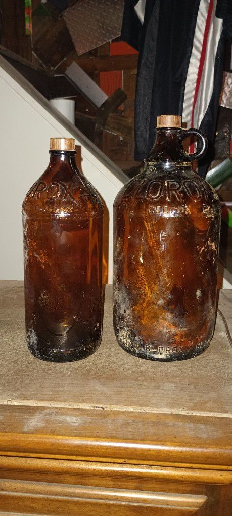 Vintage Lot 2  Clorox Bottles Early 1940s 