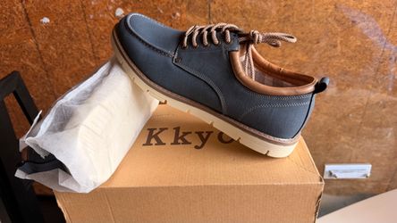 NEW KKYC Men’s Casual Oxford Shoes – Navy Blue & Brown – Size 13