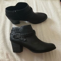 Size 10, Indigo Rd Black Braided Heeled Boots 