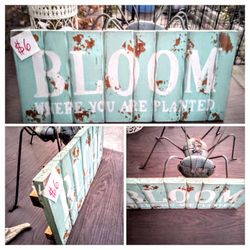 CUTE PATIO WOODEN "BLOOM" SIGN