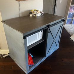 Custom Made Solid Wood Entertainment Console And Snack Stand Cabinet