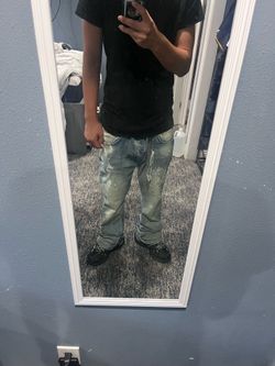 Flared Light Blue Purple Jeans