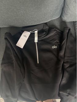 Alo quarter zip color, black size medium
