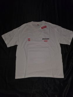 Supreme x Ducati Logos T-Shirt, White, Size S, M, L & XL