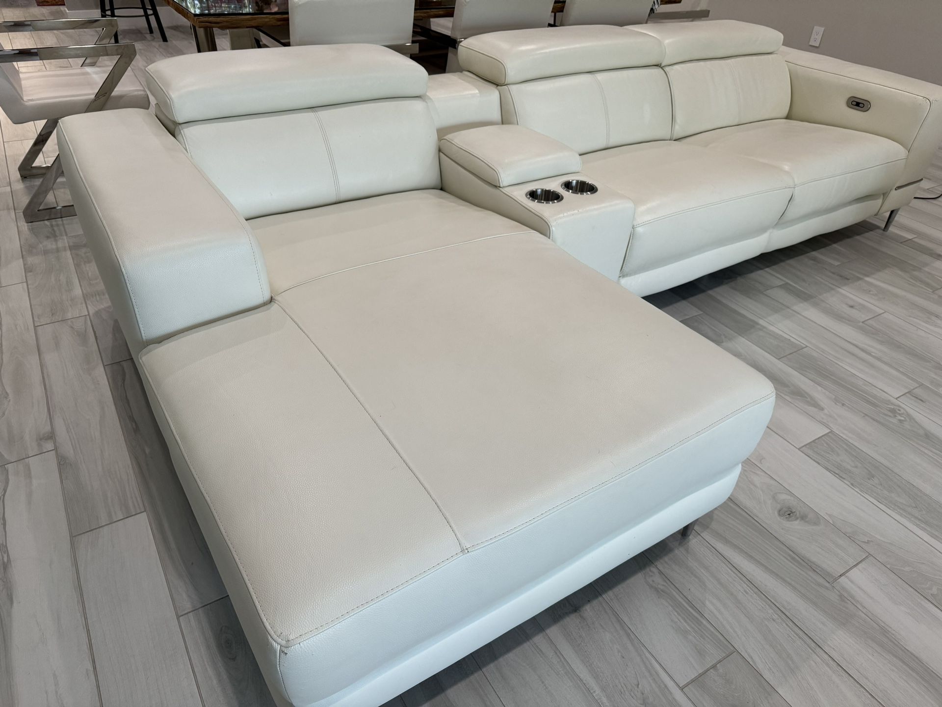 Modani Leather Off White Couch