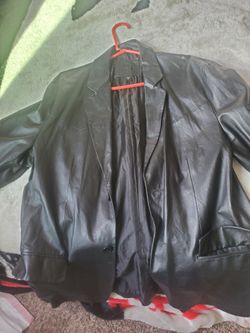 L Black Leather Coat 
