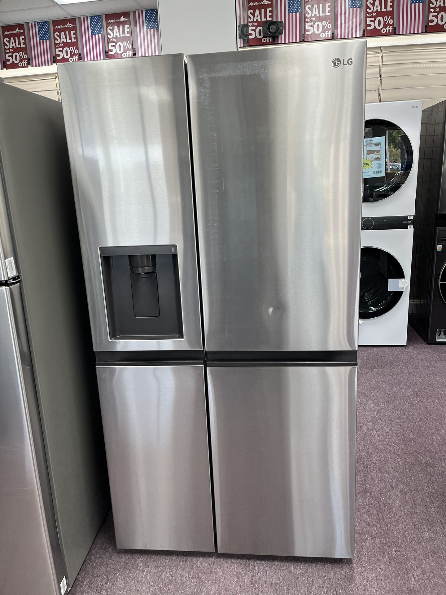 LG Open Box 38 Cu. Ft. Side By Side Refrigerator With 1 Year Warranty