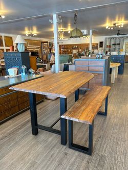 Wood Dining Table & Bench / Counter Height / NEW!