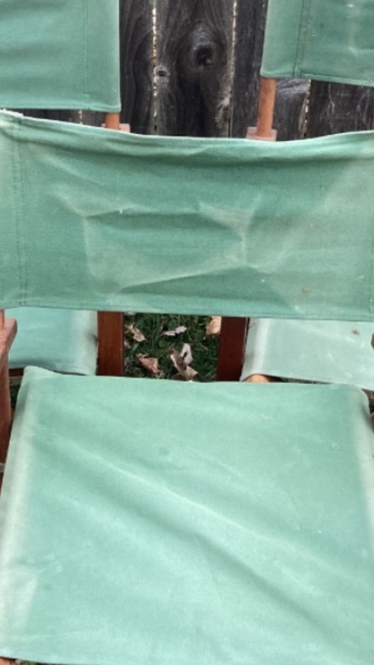 Three green directors chairs