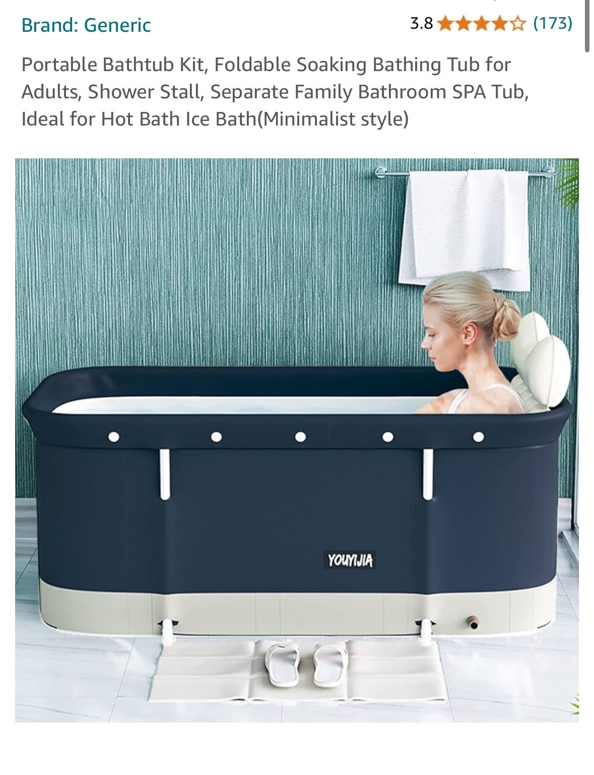 Portable Bathtub Kit, Foldable Soaking Bathing Tub for Adults, Shower Stall, Separate Family Bathroom SPA Tub, Ideal for Hot Bath Ice Bath(Minimalist