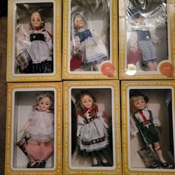 Set Of 6 Vintage Effanbee 11" Vinyl Fairytale Dolls - Like-New