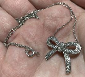 Sterling Silver Necklace And Pendant Bow Pendant