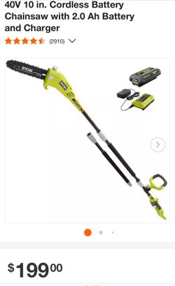 RYOBI 40V 10 in. Cordless Battery Pole-saw with 2.0 Ah Battery and Charger