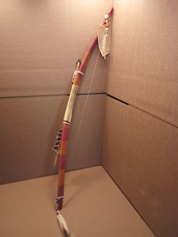 Native American Decorative Bow and Arrow Set by Valerie Cleveland with Certificate of Authenticy