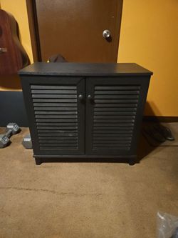 Black Wood Cabinet with Shutter Doors