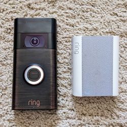 Ring 2nd generation video doorbell security camera with Chime plug-in and 3 angled mounting brackets
