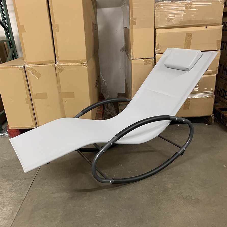 (New) $45 Outdoor Zero Gravity Rocking Chair for Patio Pool Garden All-Weather with Pillow 