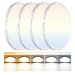 4-Pack Recessed LED Ceiling Lights: 12 Inch Super Slim Dimmable 5CCT (2K), Kitchen Ceiling Lighting Fixtures - 24W Low Profile White Ceiling L