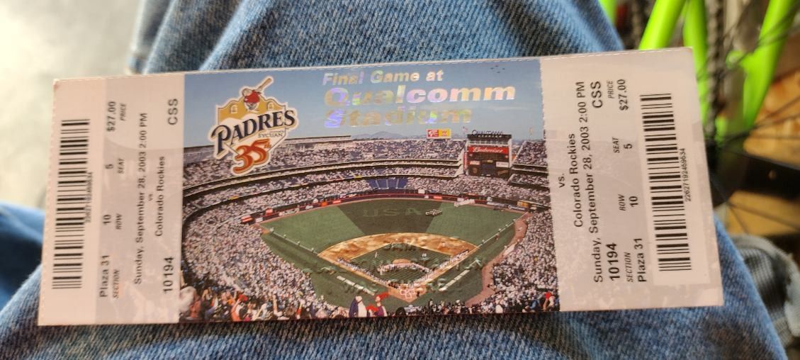 2003 Qualcomm Final Ticket Stub Padres 9/28/03