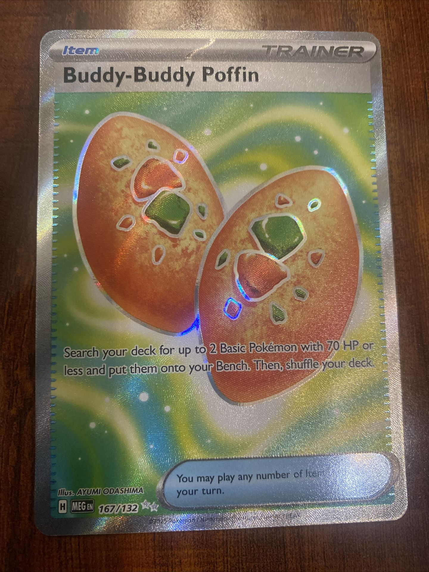 Pokemon Buddy-Buddy Poffin 167/132 Mega Evolution Full Art Trainer Holo MINT!