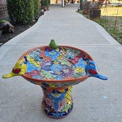 Small Orange Talavera Birdbath. Clay Pots, Planters. Pottery $65 cada una.