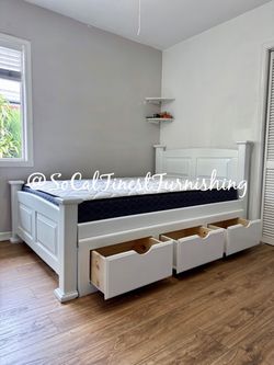 New Full Bed With Mattress And Drawers