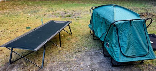 Covered and Open Camping Cots