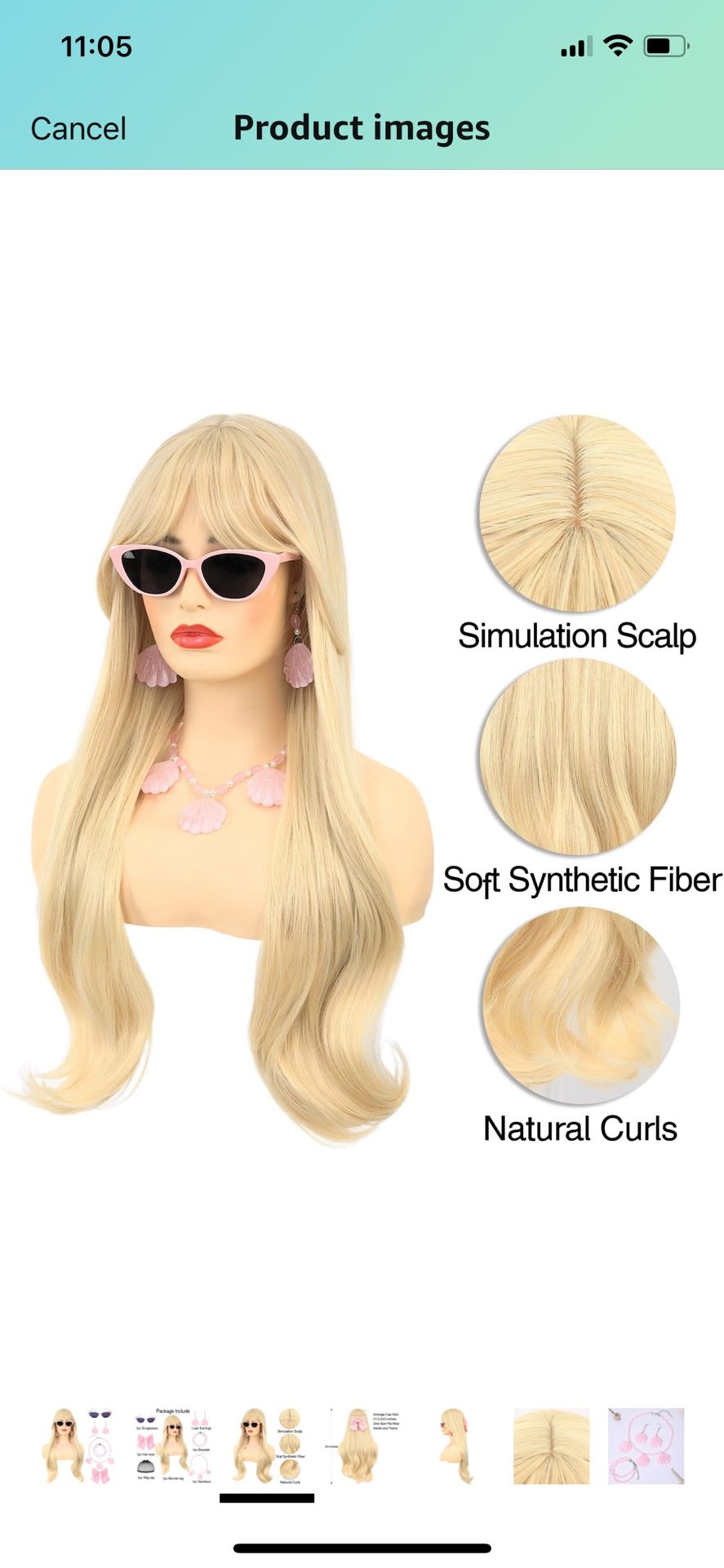 Barbie Long Blonde 24” Wavy Synthetic Hair Wig w/Bangs *BRAND NEW*