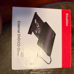 RIODDAS EXTERNAL DVD/CD DRIVE NEW IN BOX!  OS APPLE MAC LINUX BLACK