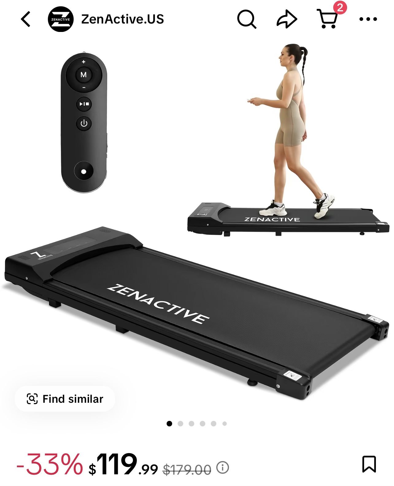 Zenactive Under Desk WalkingPad Treadmill for Home/ Office with Remote Control Black