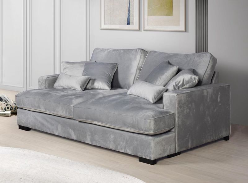 Grey Velvet Over Sized Loveseat Pillows Included Black Legs Brand New In Box Firm Price $399