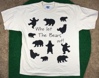 Vintage Animal Who Let The Bears Out Top T-Shirt Off White XL Shirt