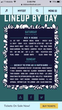 In bloom festival 2 day wristband $120