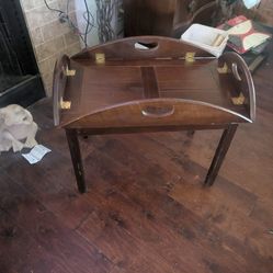 Butler Table Unique Rare Versatile Brass Hinges Tray