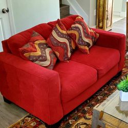 Modern Red Suede Sofa 57"