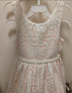 Cute girl pink and white dress