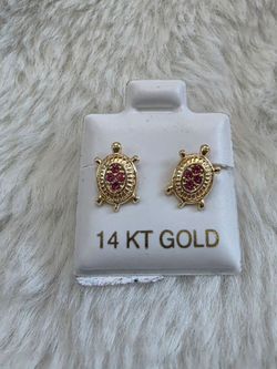Tortugas con piedras Rosas 14KT