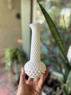 Milk Glass Hobnail Bud Vase